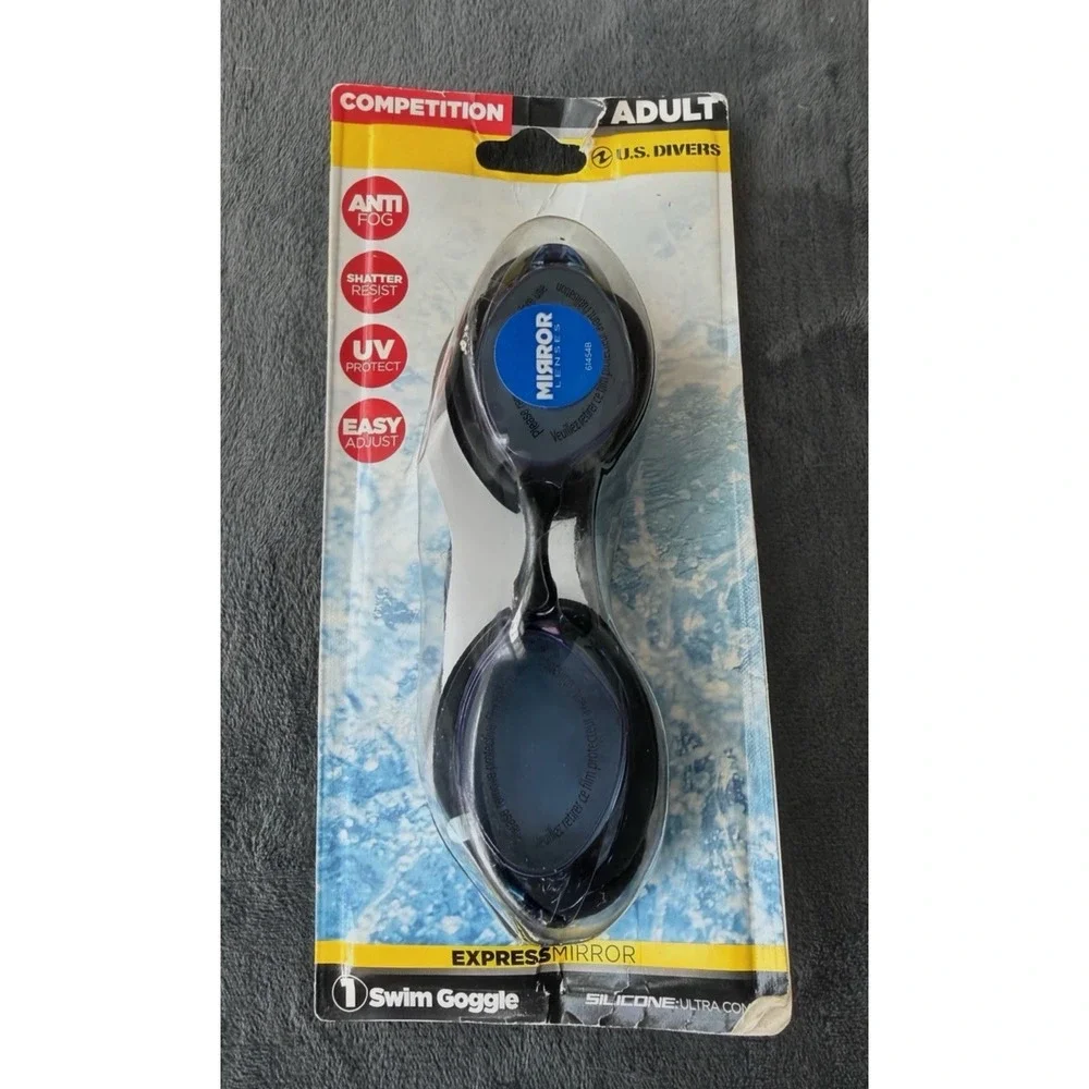 U.S. Divers Express Mirror Adult Competition Swim Goggles New Damaged Package